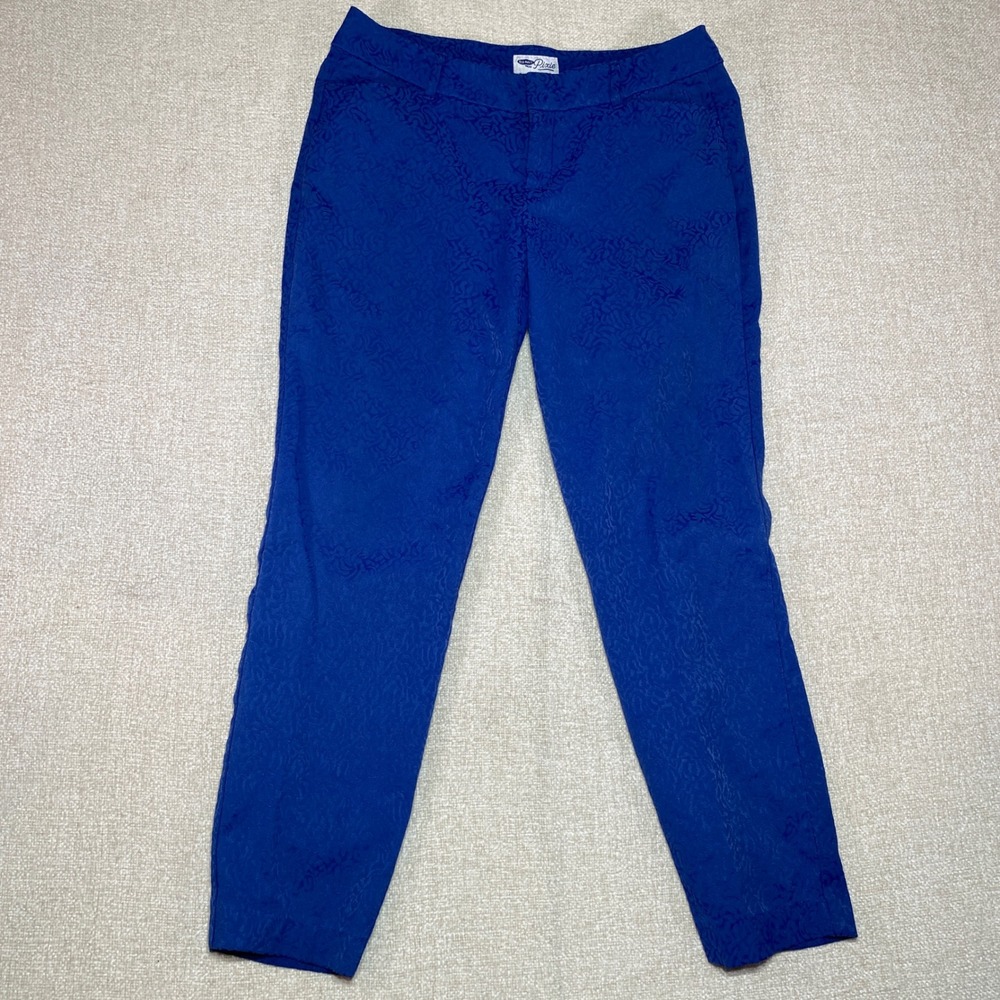 Old Navy Pixie Royal Blue Jacquard Floral Damask Ankle Pants Womens W30